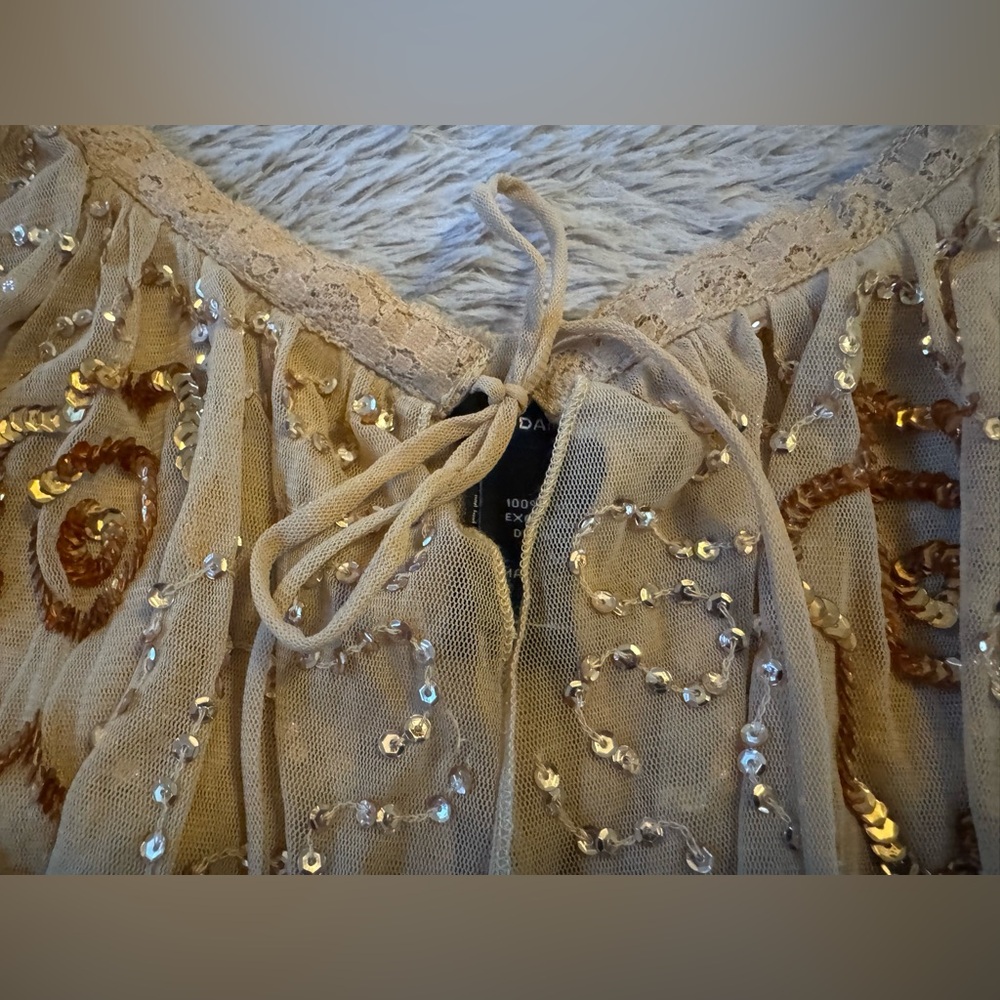 Moda International Cream Ruffled Embellished Blouse - Picture 6 of 16